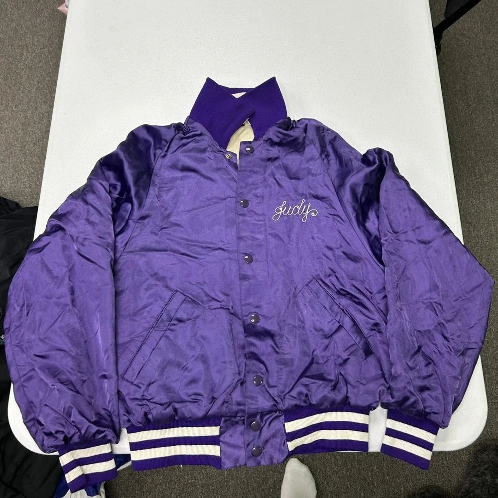 Don Alleson Athletic Varsity Jacket Mens Small Purple Gates Pro Shop Satin H1
